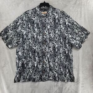 Tommy Bahama Hawaiian Linen Shirt Black White Floral Size 1XB
